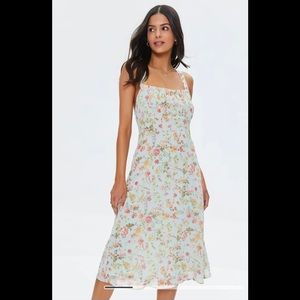 Forever 21 Floral Print Crisscross Midi Dress NWT light Green size Small